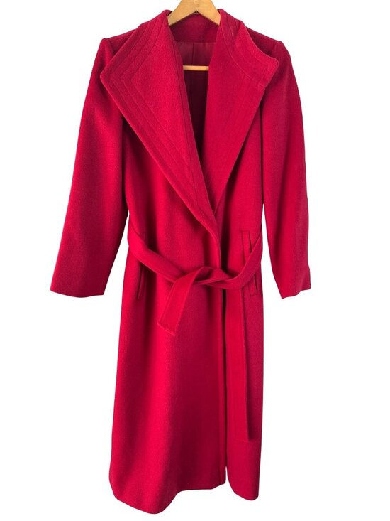 M.G. Kinsler The Great American Coat Jackets & Blazers - Vintage M.G. Kinsler The Great American Coat Red Wool Belted Long Women's Small